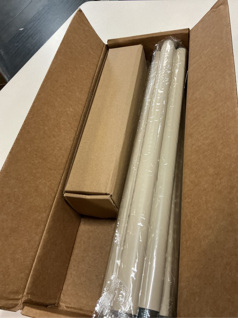 Condition photo showing Good Condition for single curtain rod for windows 66 to 120 inches(5.5-10ft): 1 inch diameter adjustable curtain rod, heavy duty curtain rod with netted texture finials, size:36-120(weathered white) 36-120" weathered white