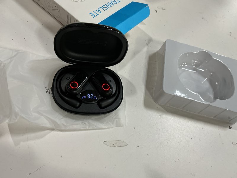 Condition photo showing Good Condition for ai translation earbuds real time with 188 languages,50h playtime open ear headphones,headphones wireless with bluetooth 6.1,audifonos traductores inglés español,language translator for business black