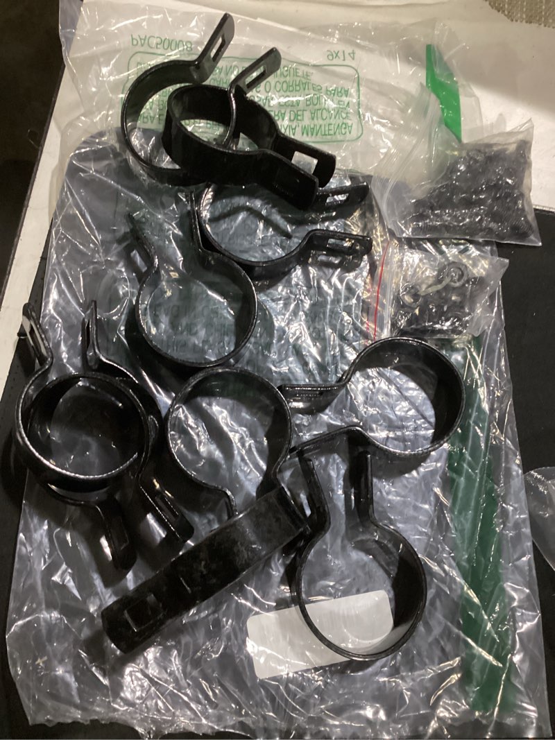 Condition photo showing As Is for my mironey 10pcs chain link brace band for 2" outside diameter post | heavy duty iron black chain link fence hardware with bolts & nuts for post, fence, gates