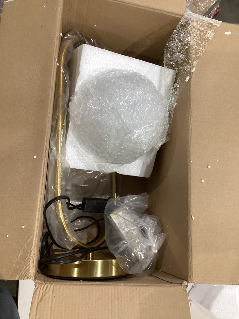 Condition photo showing Good Condition for mid century modern table lamp white glass shade nightstand lamp small gold table lamp for bedside bedroom living room office