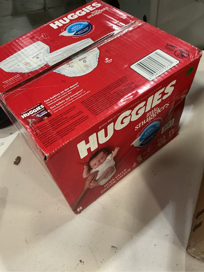 Condition photo showing New/Like New for huggies size newborn diapers, little snugglers baby diapers, size newborn (up to 10 lbs), 144 count, packaging may vary