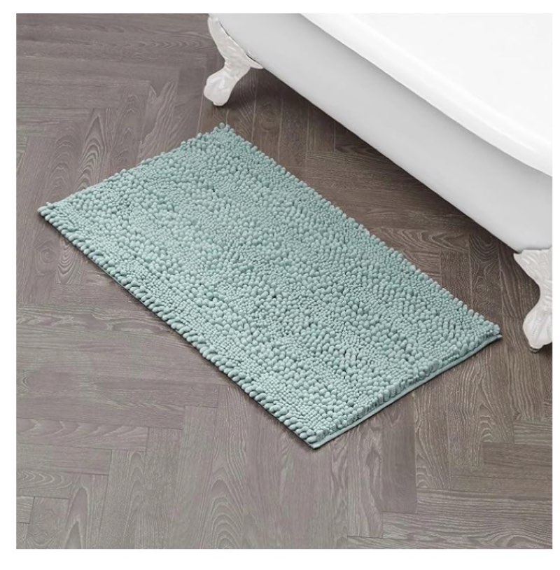 laura ashley – astor chenille bath mat | 100% polyester | premium bathroom décor | machine washable | tpr backing | measures 20” x 34” | sage green