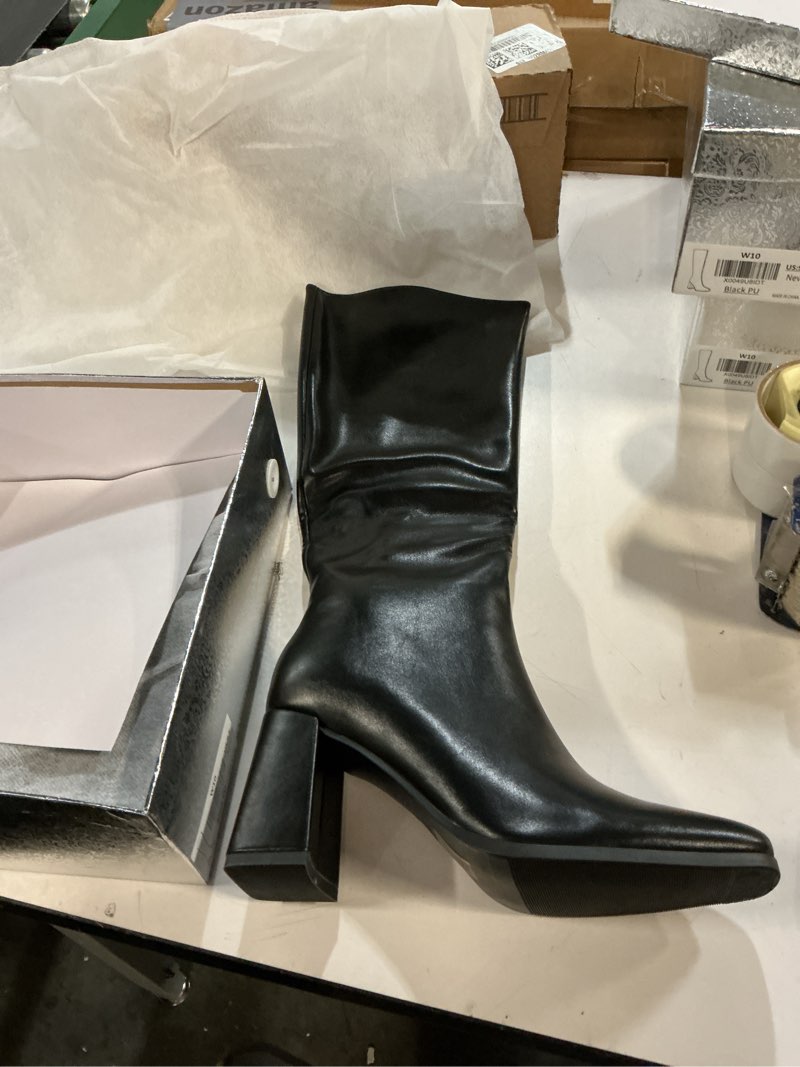 Condition photo showing New/Like New for ((Size 9.5))Knee High Boots for Women Tall Boots Womens Chunky Block Heel Dress GoGo Long Boots 7 Black