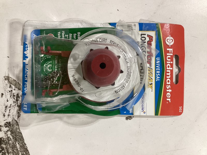 Condition photo showing As Is for Fluidmaster 502 PerforMAX Universal High Performance  Water-Saving 2  Flapper  New  Rubber  6 in Height  0.11 lb.