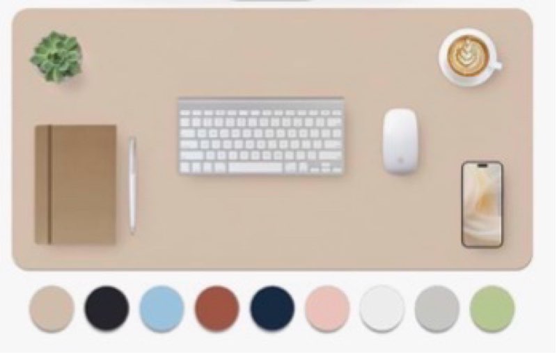 aothia faux leather desk mat – large mouse pad, non-slip pu leather blotter, waterproof writing surface for office and home (baby blue, 47.2\" x 23.6\") 47.2\" x 23.6\" baby beige