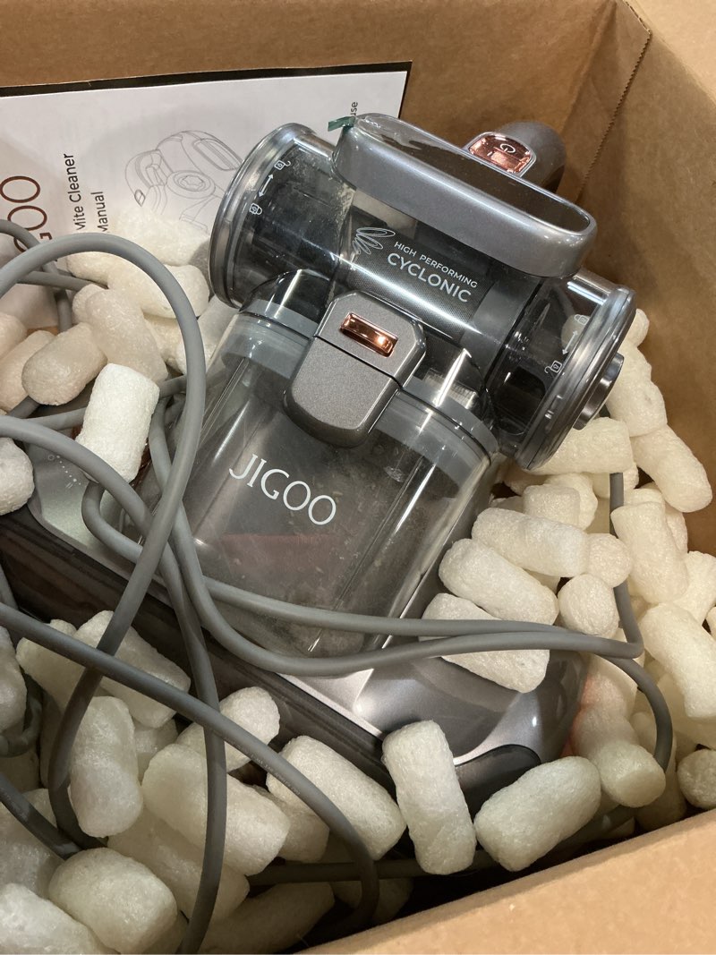 Condition photo showing As Is for JIGOO T600 Bed Vacuum Cleaner with UV-C Light, 15Kpa Suction 700W Powerful Double Cup Handheld Vacuums, Mattress Vacuum Cleaner with Smart Dust Sensor, Ultrasonic & Heating Tech, HEPA Filter - Corded T600 UV Mattress Vacuum