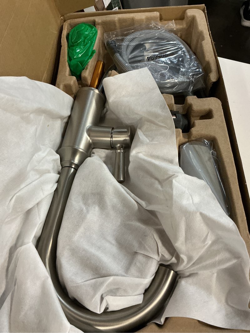 Condition photo showing Good Condition for moen conneaut one handle pulldown kitchen sink faucet with reflex docking and power clean, spot resist stainless, 87801srs faucet only