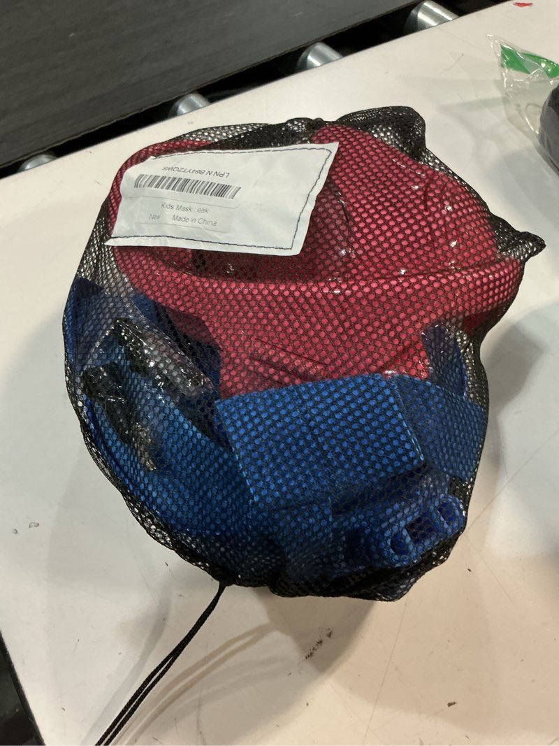 Condition photo showing Good Condition for kids snorkel mask full face, snorkeling gear for kids 2-14 with camera mount, 180 degree panoramic view snorkeling set anti-fog anti-leak blue+pink