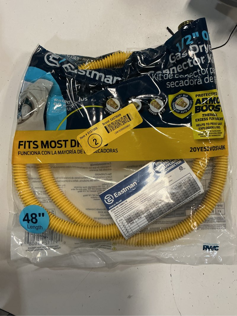 Condition photo showing Good Condition for eastman 48-in 1/2-in mip inlet x 3/8-in mip outlet stainless steel gas appliance installation kit