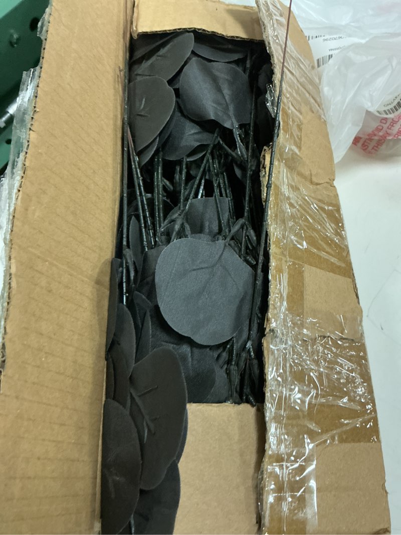 Condition photo showing Good Condition for giegxin 180 pcs 3 kinds mixed artificial eucalyptus leaves stems bulk silver dollar leaves picks dried eucalyptus bundle faux spray for wedding vase bouquet floral arrangement (black) black 180