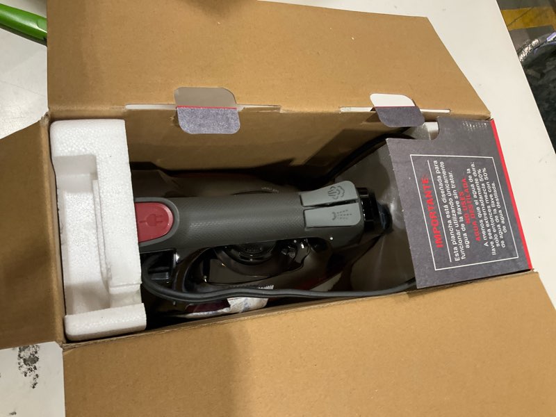Condition photo showing Good Condition for chi steam iron for clothes with 8’ retractable cord, 1700 watts, 3-way auto shutoff, 400+ holes, professional grade, temperature control dial, lava infused ceramic soleplate, black (13113)
