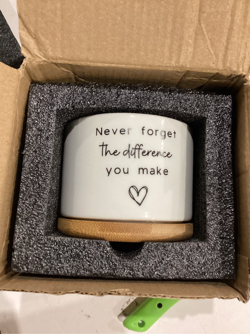 Condition photo showing New/Like New for cute succulent planter, flower cactus plant pot gifts, going away farewell thank you inspirational employee appreciation gifts for women men coworkers boss lady manager (no plants) never forget