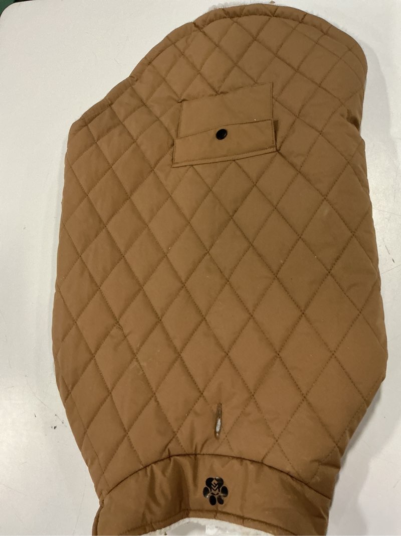 Condition photo showing Good Condition for Kuoser Reversible Dog Coat – Warm Fleece & Quilted Waterproof Dog Jacket, Double-Sided Cold Weather Dogs Winter Coat with Harness Hole, Windproof Pet Snow Vest for Small Medium Large Dogs, Brown L Large (Chest: 20.9"-24.4") Brown