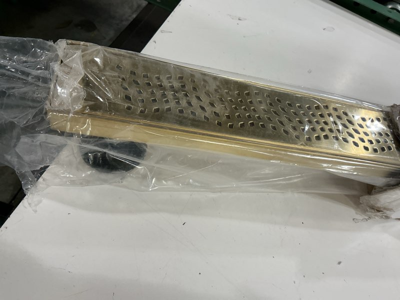 Condition photo showing Good Condition for webang 36 inch linear shower drain rectangular floor drain with accessories wave-hole pattern cover grate removable sus304 stainless steel cupc certified brushed gold brushed gold 36 inch
