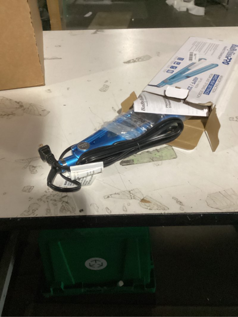 Condition photo showing Good Condition for babylisspro nano titanium flat iron hair straightener, digital flat iron for pro salon results, styling tool for all hair types blue