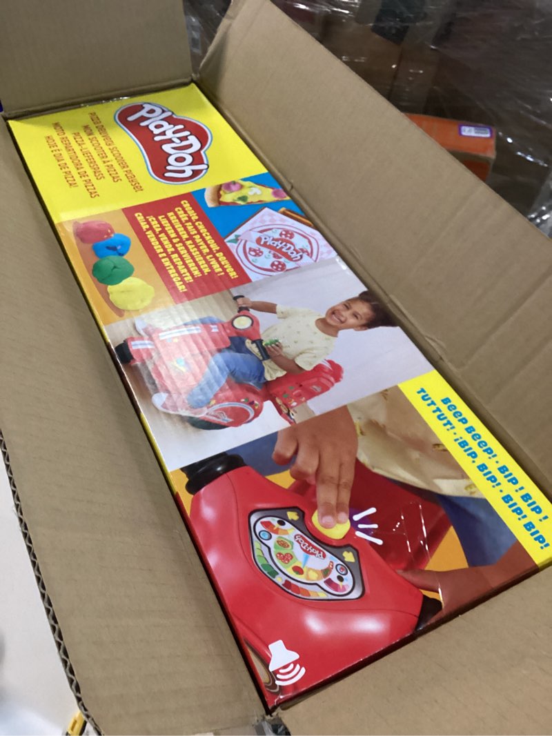 Condition photo showing New/Like New for play-doh pizza delivery scooter playset, large ride-on play food preschool toys, toy pizza set for kids, arts & crafts for boys & girls, ages 3+