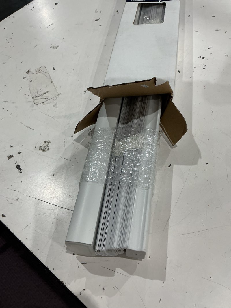 Condition photo showing Good Condition for project source room darkening 1-in slat width 31-in x 64-in cordless white vinyl room darkening mini-blinds