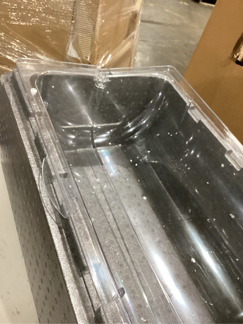 Condition photo showing As Is for maxdot 23.4" insulated cold food buffet 6 pans ice serving tray with clear rolling lid and insulation box stainless steel food serving container ice platter cooler for restaurant kitchen