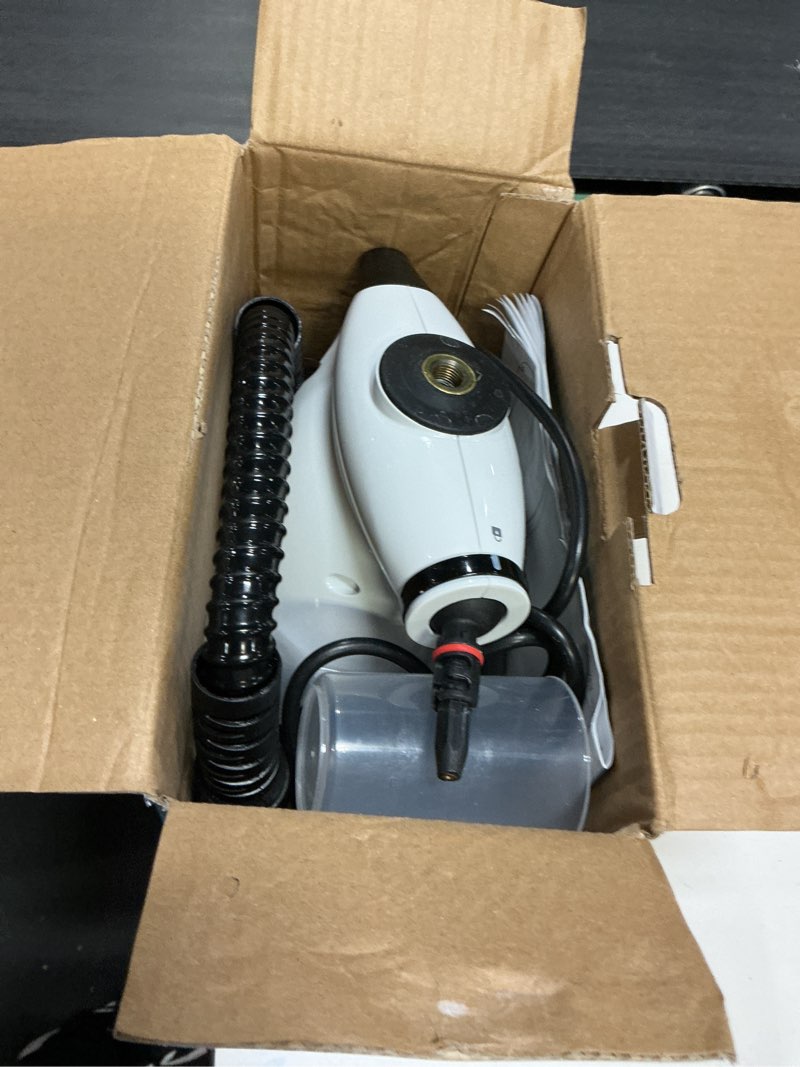 Condition photo showing As Is for LABIGO Steam Cleaner, Pressurized Handheld 13pcs Multi-Purpose Natural Deep Cleaning Steamer, Portable Steamer for Cleaning Home, Grout, Kitchen, Car, Window, Upholstery, Bathroom and Clothes, White Black&White