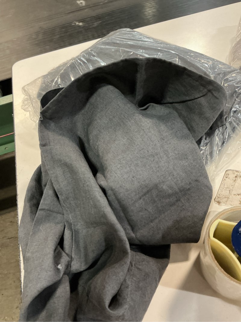 Condition photo showing As Is for european linen fitted sheet set, queen, charcoal