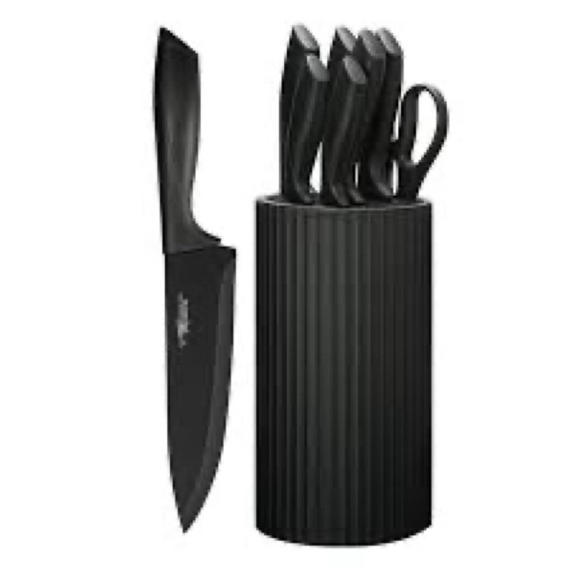 hunter.dual knife set, 8-piece kitchen knife set for chef, sharp knife set with universal knife bloc