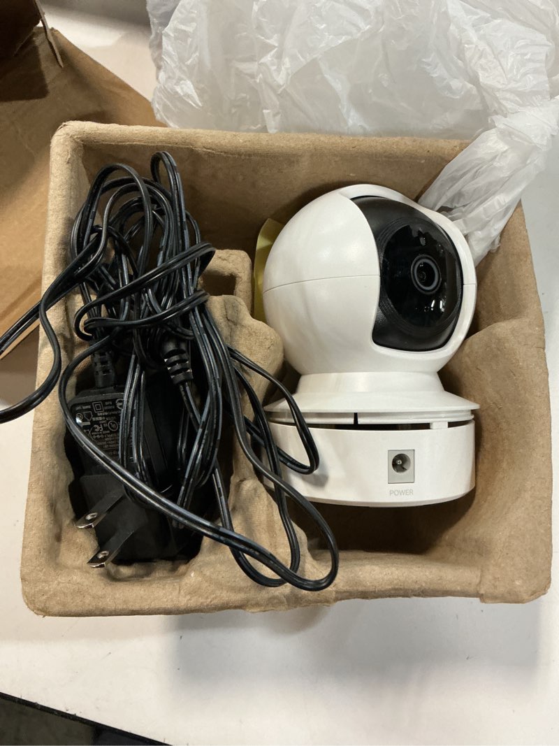 Condition photo showing As Is for kasa 1080p indoor pan/tilt wired security camera - works as a baby & pet monitor, motion detection & tracking, 2-way audio, night vision, subscription-free local storage or optional cloud, ec70 white new 1080p
