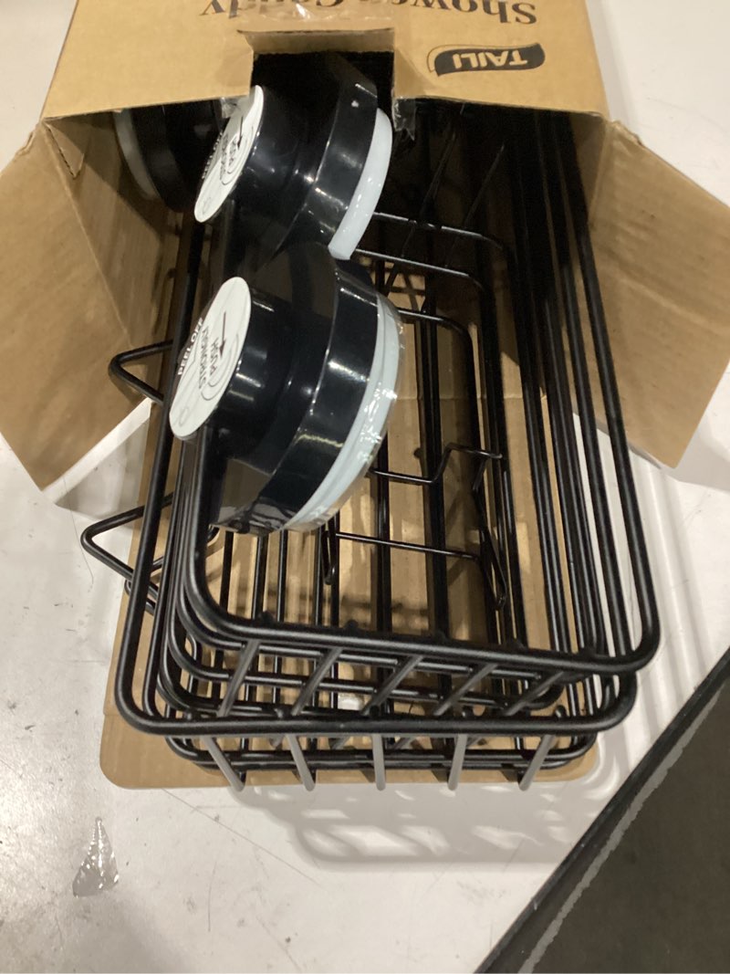 Condition photo showing Good Condition for taili shower caddy suction cup 2 pack with hooks & soap holder, heavy duty shower organizer for bathroom, no drilling bathroom organizer with large capacity, black metal storage basket 2×black