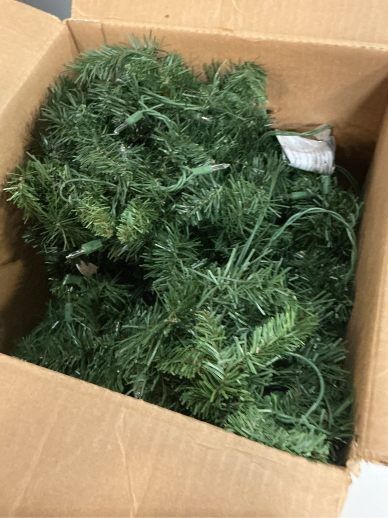 Condition photo showing Good Condition for 9ft pre-lit artificial christmas garland with dual color led lights and timer by remote control and batteries operated, holiday decorations, for indoor door home stairs fireplaces wall battery operated polypropylene green 9ft
