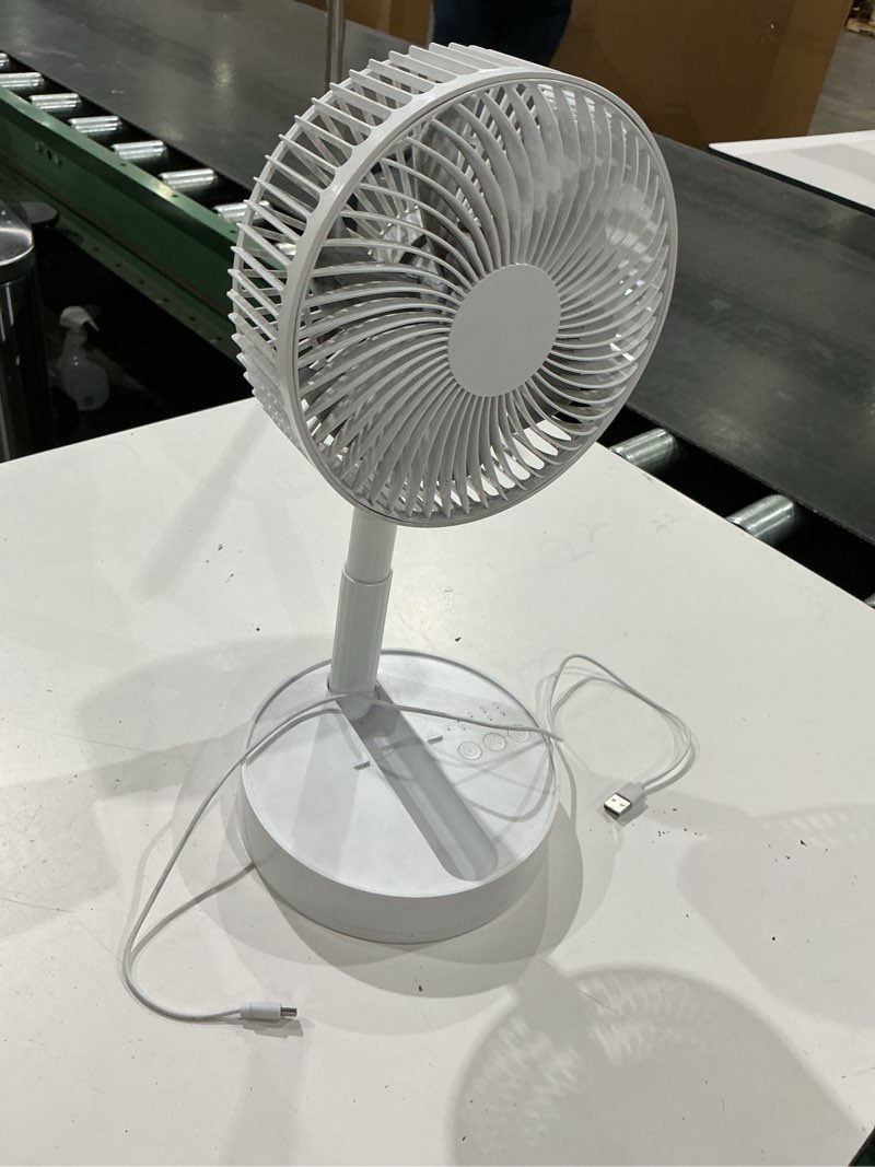 Condition photo showing As Is for fan collapsible for traveling foldaway rechargeable portable folding travel fans portable pedestal standing fan foldable travel with 7200mah battery for bedroom home office white