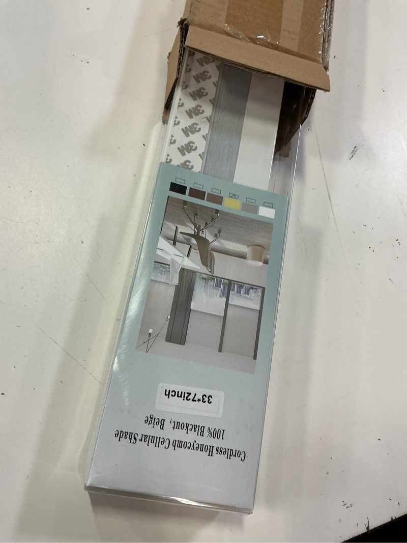 Condition photo showing Good Condition for changshade blackout cordless cellular shades for windows,honeycomb blinds with thermal insulation,uv protection,child safe,privacy light control,easy to install?33" w x 72" h,beige? beige blackout 33"w x 72"h