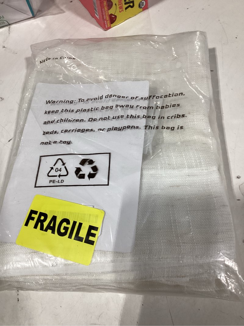 Condition photo showing New/Like New for youngstex white linen semi sheer curtains 45 inch long for small window, short length ivory drapes textured light filtering with rod pocket back tab for cafe bathroom, 2 panels, 34 x 45 inch 34"w x 45"l (pack of 2) cloud white