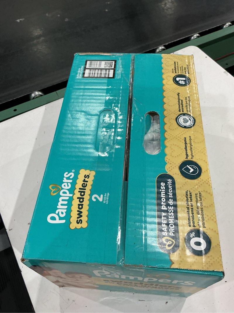 Condition photo showing New/Like New for pampers swaddlers diapers, size 2 (10-22 lbs), 84 count, absorbent, keeps baby dry and comfortable, skin safe disposable baby diaper (packaging may vary) size 2 84