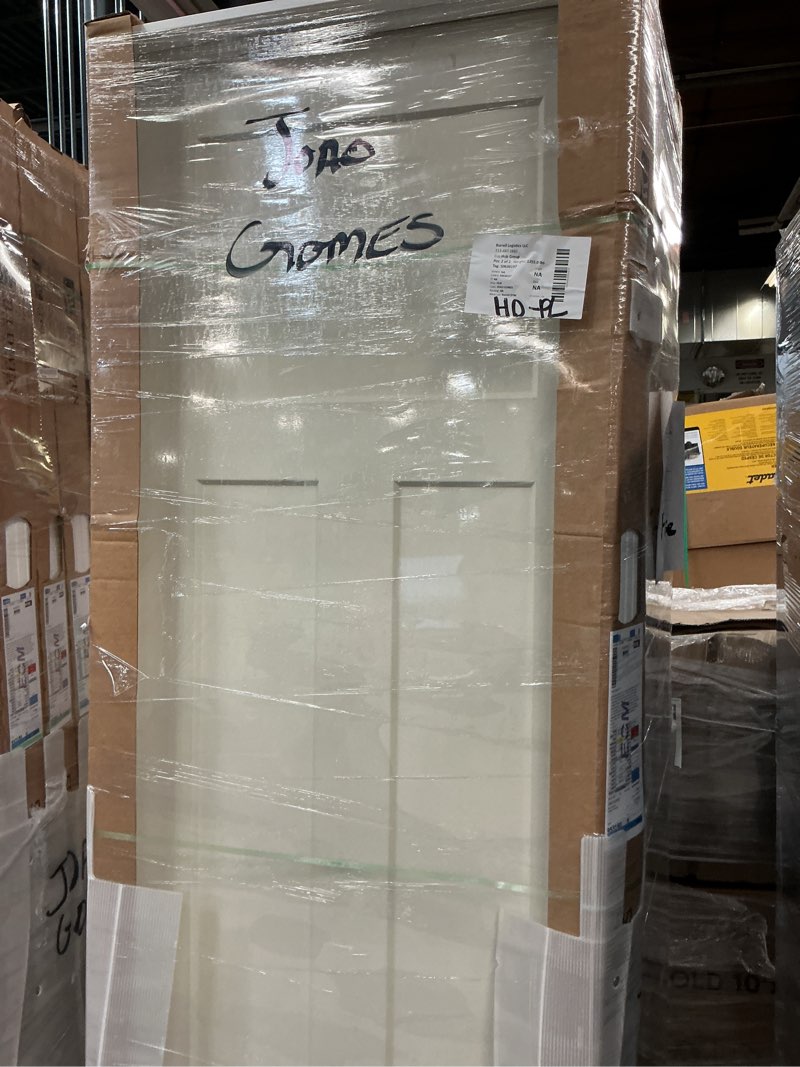 Condition photo showing New/Like New for 30 in. x 80 in. 3 panel craftsman primed left-hand smooth solid core molded composite mdf single prehung interior door