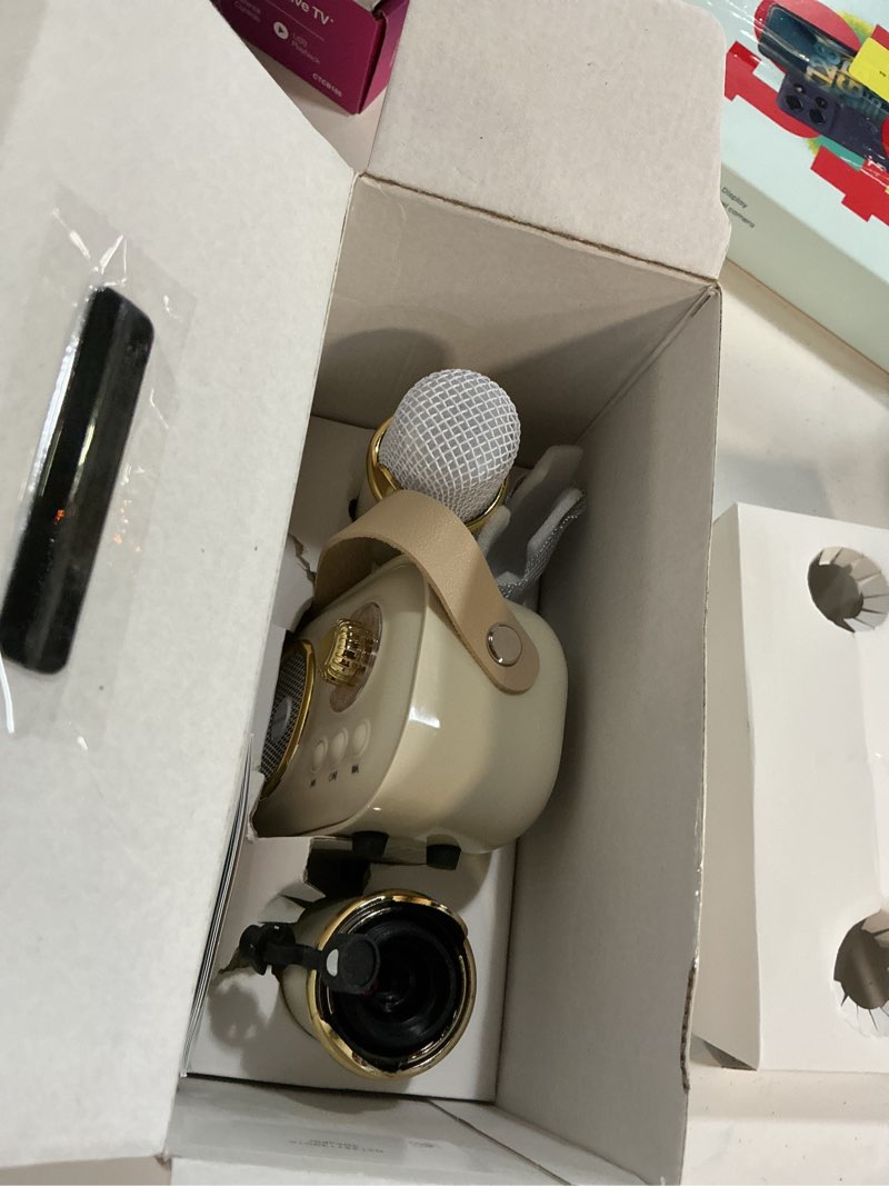 Condition photo showing As Is for aiwa retro wireless karaoke speaker  desert sand  ai6028-snd