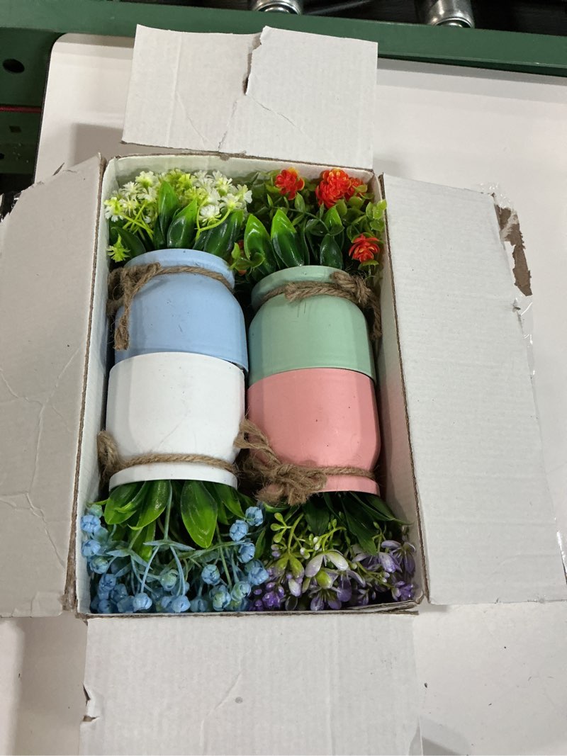 Condition photo showing New/Like New for Der Rose 4 Pack Fake Flowers Artificial Plants Indoor for Home Kitchen Office Dining Centerpiece Table Decorations