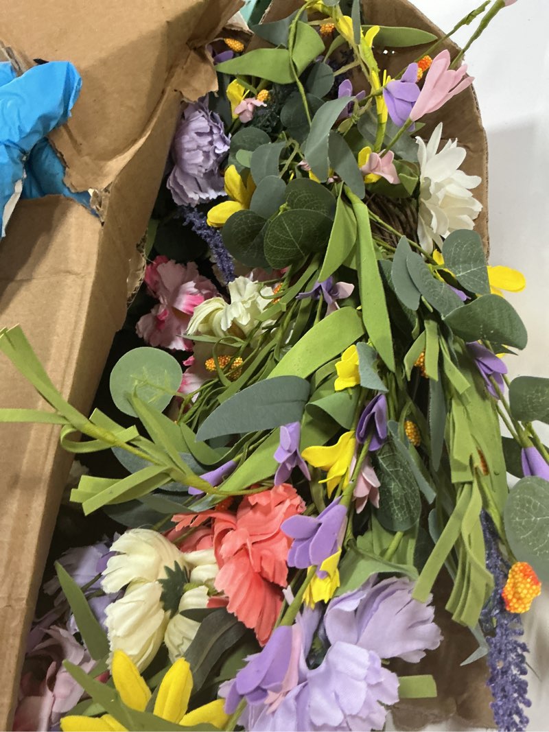 Condition photo showing Good Condition for violetevergarden 28 inch spring wreaths for front door large spring wreath 6 colors floral wreath with lavender daisy and eucalyptus for indoor outdoor holiday celebration