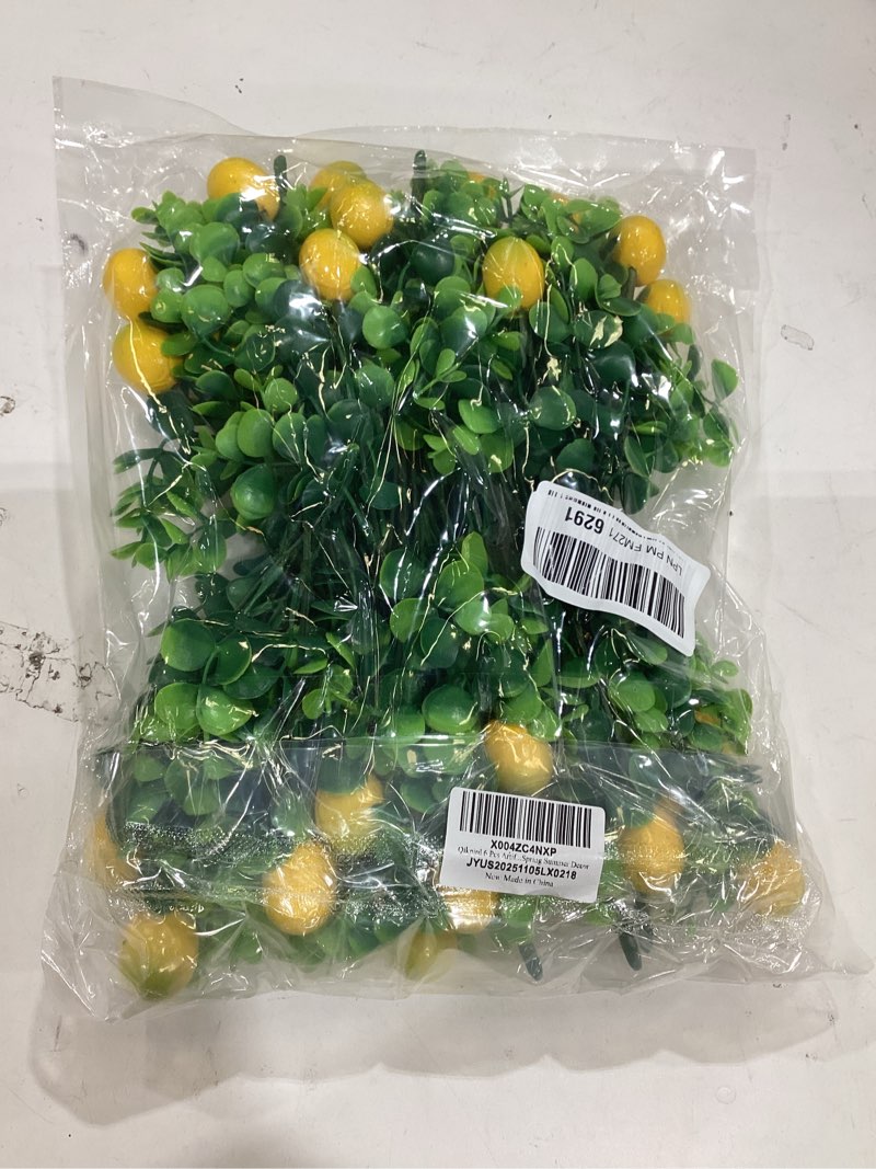 Condition photo showing New/Like New for 6 pcs artificial lemon branches artificial fruit lemon tree greenery decoration faux lemons picks for farmhouse kitchen home table decor stem fruits for home spring summer decor yellow
