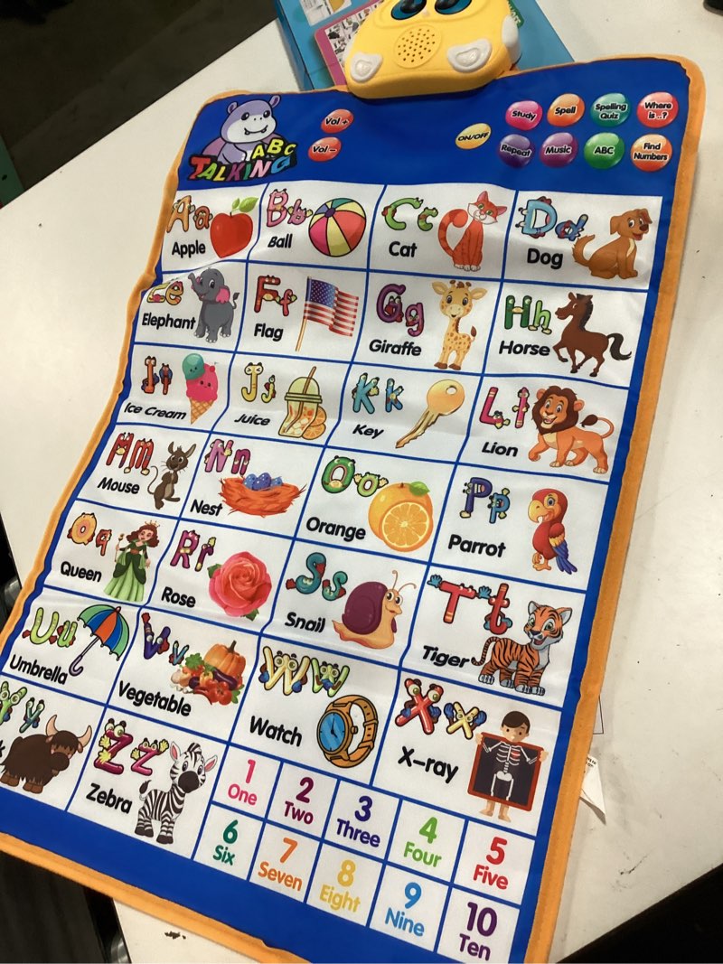 Condition photo showing Good Condition for electronic alphabet wall chart, talking abc, 123s, music poster, kids learning toys for toddlers 1-3, interactive educational toddler toy, birthday gifts for age 1 2 3 4 5 year old boys girls - blue alphabet-blue
