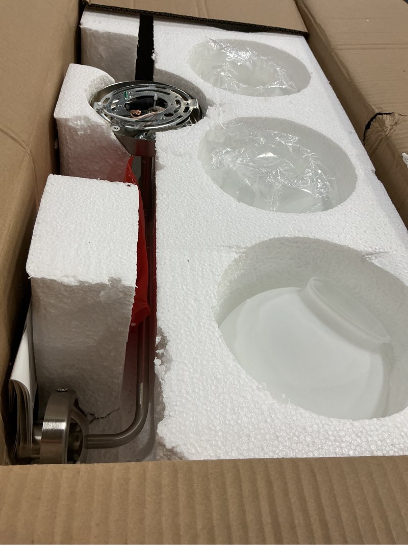 Condition photo showing As Is for bathroom light fixtures over mirror, brushed nickel modern vanity lighting with milk white glass globe shades 4-light farmhouse wall sconce brushed nickel 4lights-30.7in