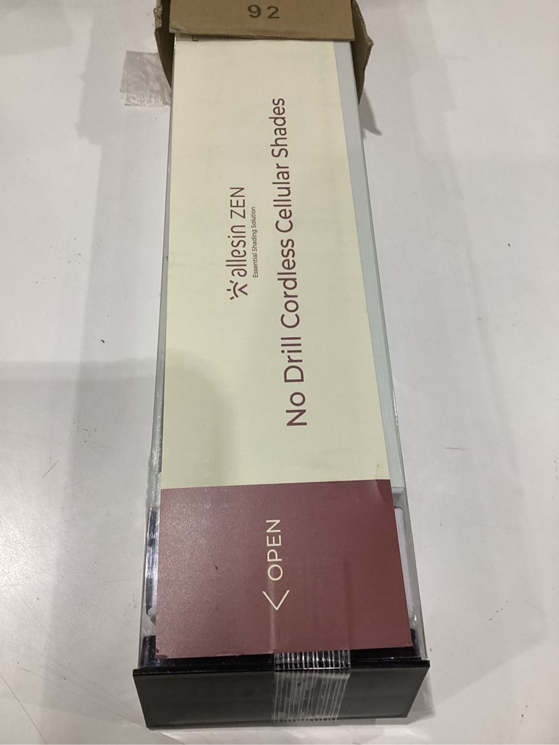 Condition photo showing Good Condition for allesin zen no drill blinds for windows blackout cordless cellular shades honeycomb blinds pull down, free stop easy install for home and office, blackout, white, 32.5" w x 64" h white-100% blackout 32.5"w x 64"h