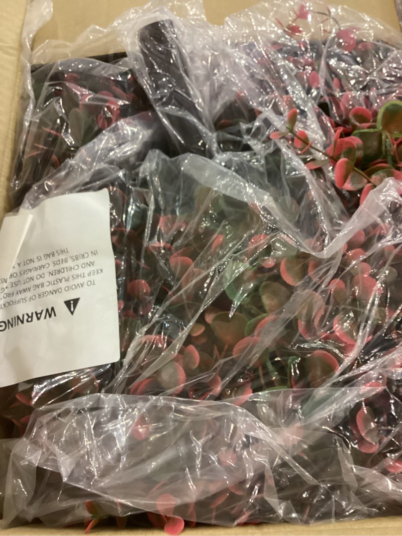 Condition photo showing Good Condition for 2 Pack 23” Artificial Topiary Bushes for Outdoors Fall Decorations with 7.8” Spike, Red Boxwood Ball Fake Shrubs UV Resistant Faux Plants for Indoor Outdoor Garden Entryway Front Porch Decor Red Eucalyptus