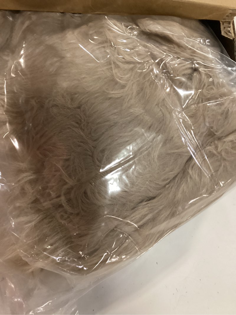 Condition photo showing Good Condition for ashler faux fur rug, beige area rugs, fluffy sheepskin fur rug, fuzzy ultra soft 2 x 3 ft rugs, machine washable shag rug, nursery throw rugs for bed, living, kids room 3' x 2' (irregular) c-beige