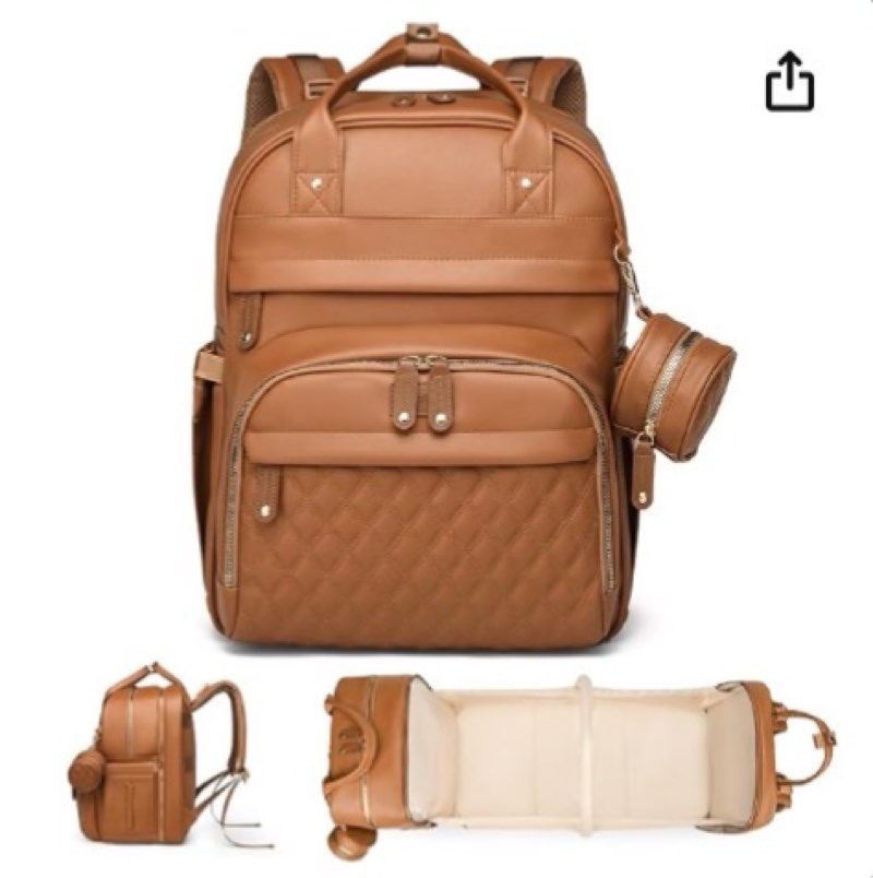 ANWTOTU Leather Baby Diaper Bag with Changing Station,Extra large Capacity Baby Diaper Bag Backpack(