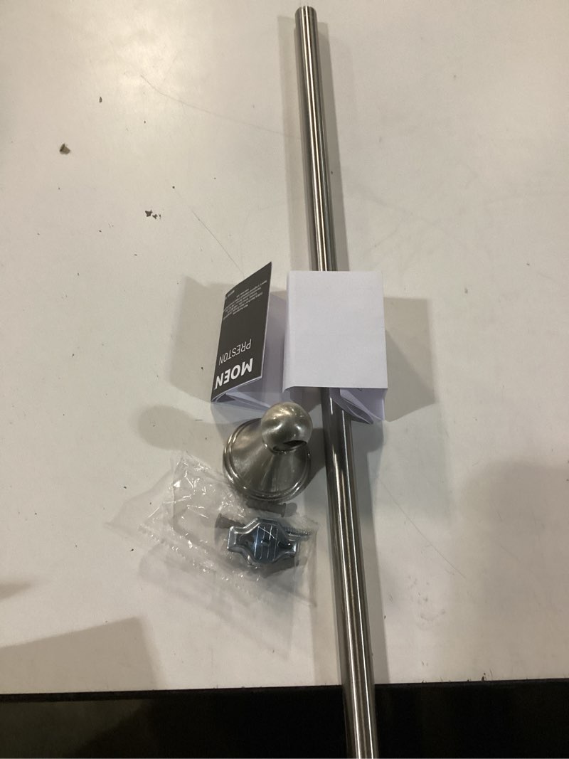 Condition photo showing As Is for moen preston brushed nickel 24-inch single wall mounted bathroom towel bar, dn8424bn brushed nickel 24 inch 24" towel bar
