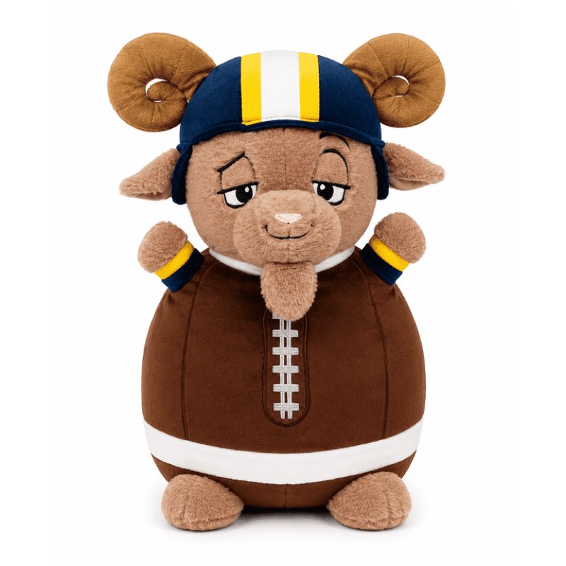 Condition photo showing New/Like New for ready to hug sport goat football plush, 24-inch