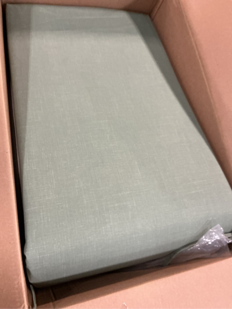 Condition photo showing Good Condition for arden foam outdoor chaise lounge cushion, 21 x 72, made with profoam, rain-proof, fade resistant, sage green texture 72 x 21 foam chaise cushion sage green texture