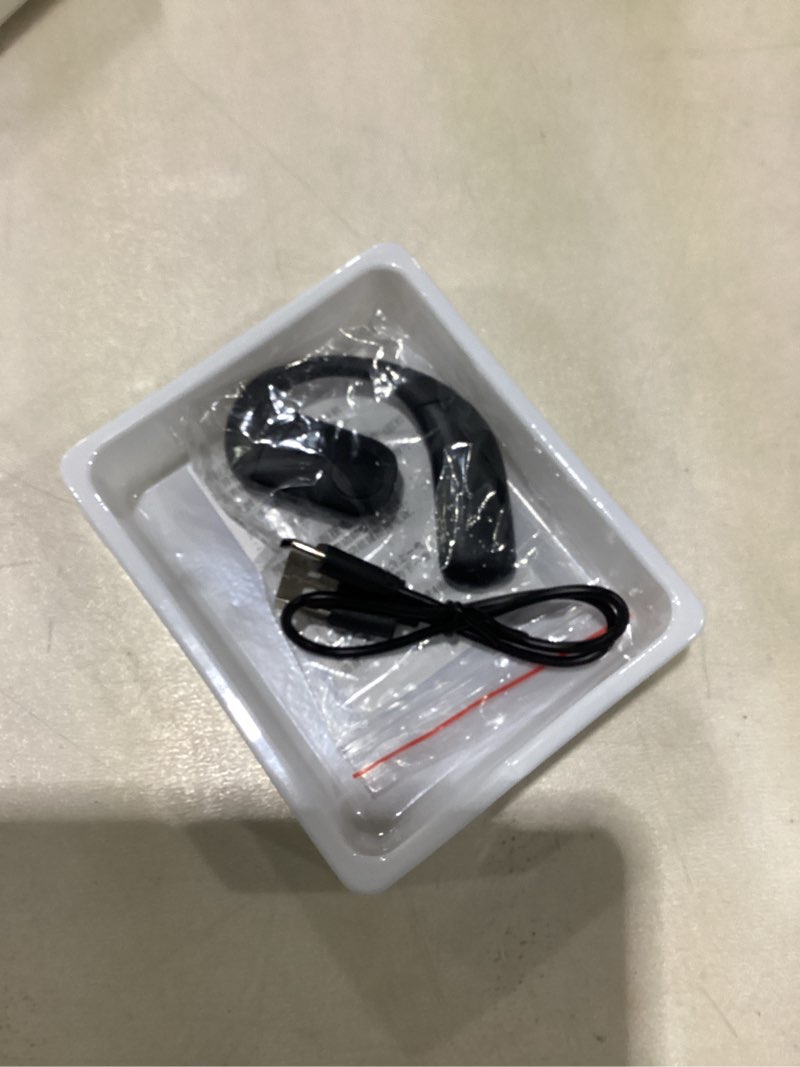 Condition photo showing New/Like New for Single Bluetooth Phone Earpiece Earbud One Ear Piece Open Ear Bud Air Bone Conduction Earbud Earless Out of Ear Headphones Bluetooth Wireless Headsets with Microphone Earhook for Work Black