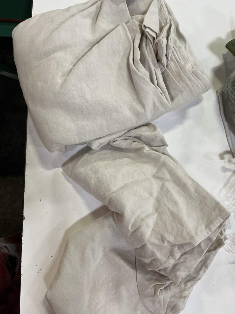 Condition photo showing Good Condition for european linen duvet cover set, full/queen, sand