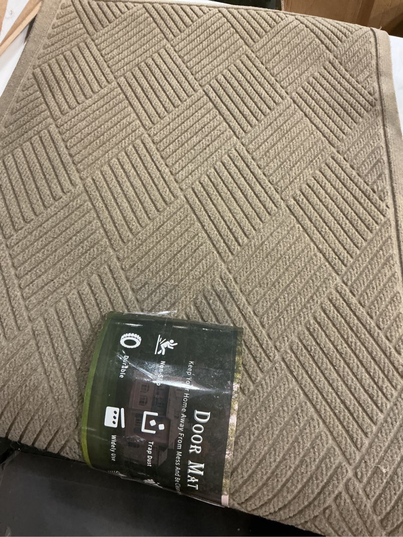 Condition photo showing Good Condition for HIYARD Sturdy Front Door Mat, Absorbent Muddy Dirt Resist Welcome Door Mats Outdoor Indoor, Stain and Fade Resistant, Non-Slip Rubber Backing Low Profile Doormat for Entryway, 36×24, Beige Beige 2' x 3' (Rectangular)