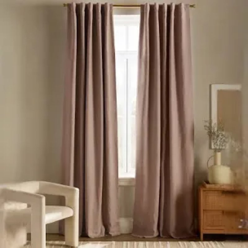 quince european linen curtain 48” x 108” (2 panels) pale pink